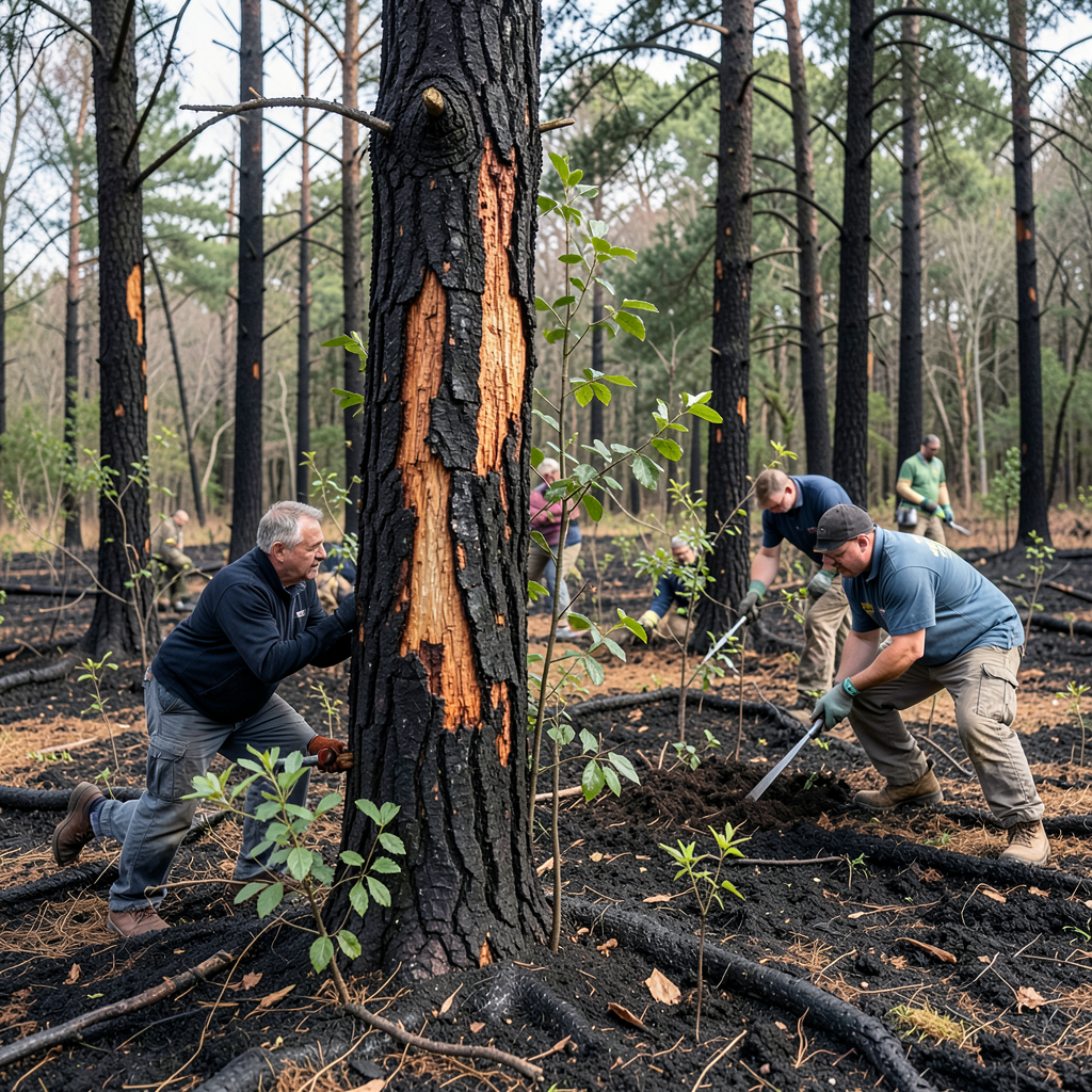 Oxford volunteers rescue 30 trees after fire damages community woodland